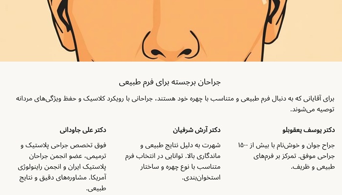 بهترین جراح بینی مردانه در تهران 14 جراحان برجسته بینی طبیعی مردان