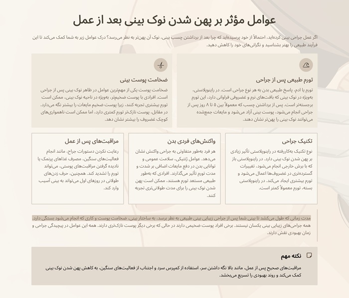 علت پهن شدن نوک بینی بعد از عمل 2 عوامل مؤثر بر پهن شدن نوک بینی