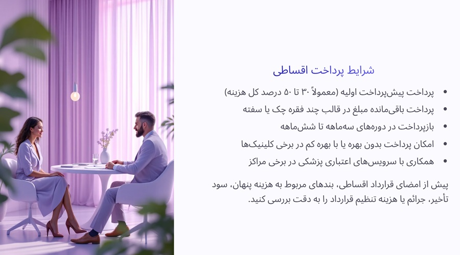 شرایط پرداخت اقساطی عمل بینی