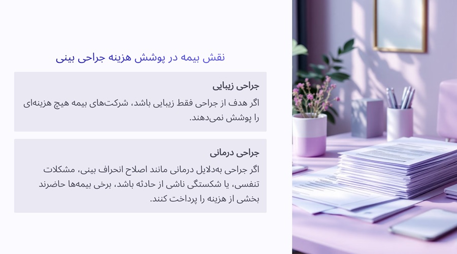 نقش بیمه در پوشش هزینه جراحی بینی