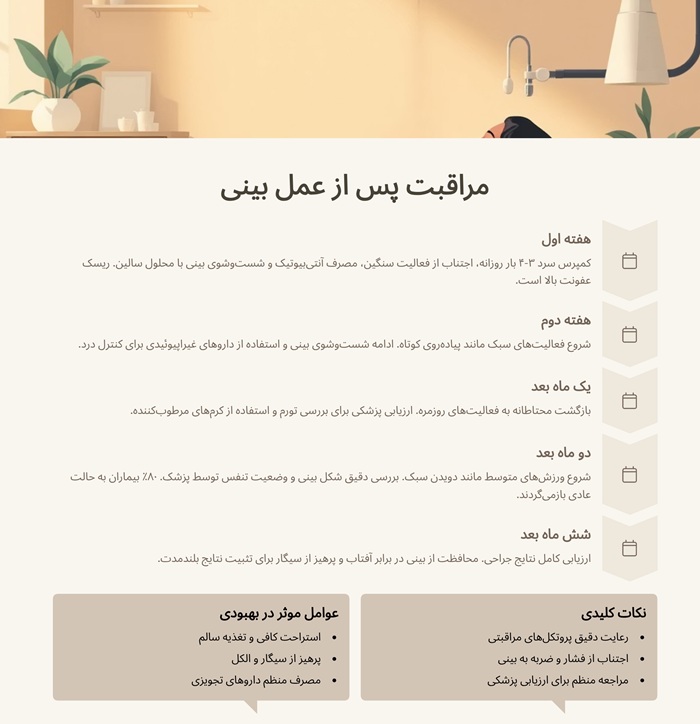 رنامه هفتگی برای مراقبت‌ های بعد از عمل بینی