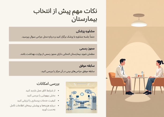 بهترین بیمارستان برای عمل بینی 5 نکات مهم پیش از انتخاب بیمارستان